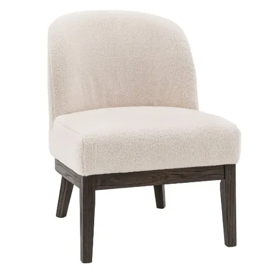Barrie Bedroom Chair with Oak Legs - Vanilla, Fabric