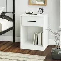 Barrie Bedside Cabinet with 1 Drawer - White