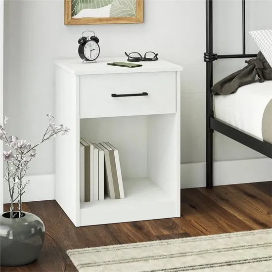 Barrie Bedside Cabinet with 1 Drawer - White image