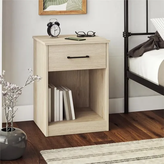 Barrie Bedside Cabinet with Drawer - Light Oak image
