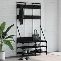 Barrie Clothes Rack with Shoe Storage - Black