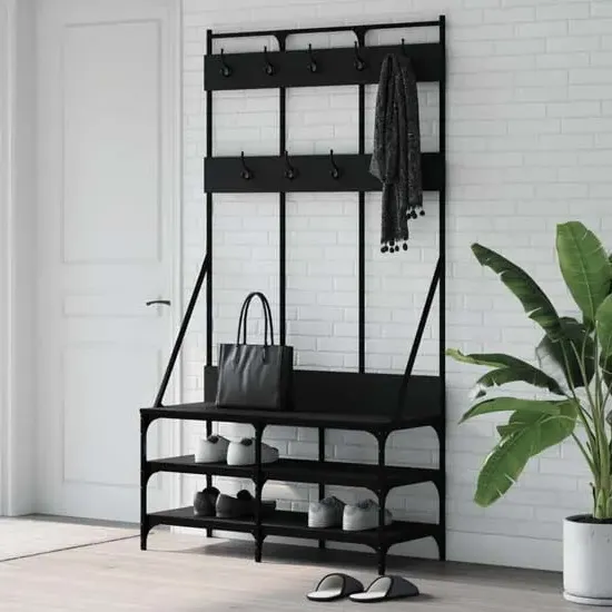 Barrie Clothes Rack with Shoe Storage - Black
