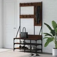 Barrie Clothes Rack with Shoe Storage - Brown Oak