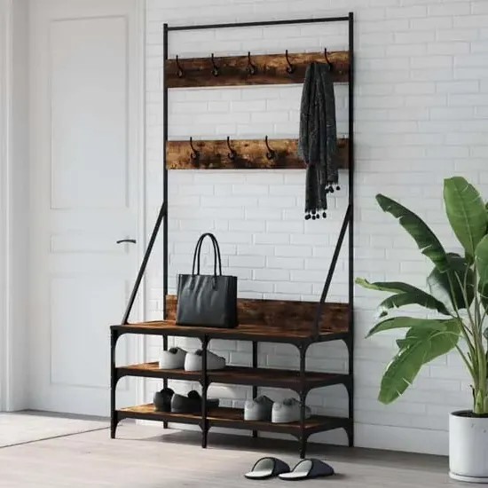Barrie Clothes Rack with Shoe Storage - Smoked Oak