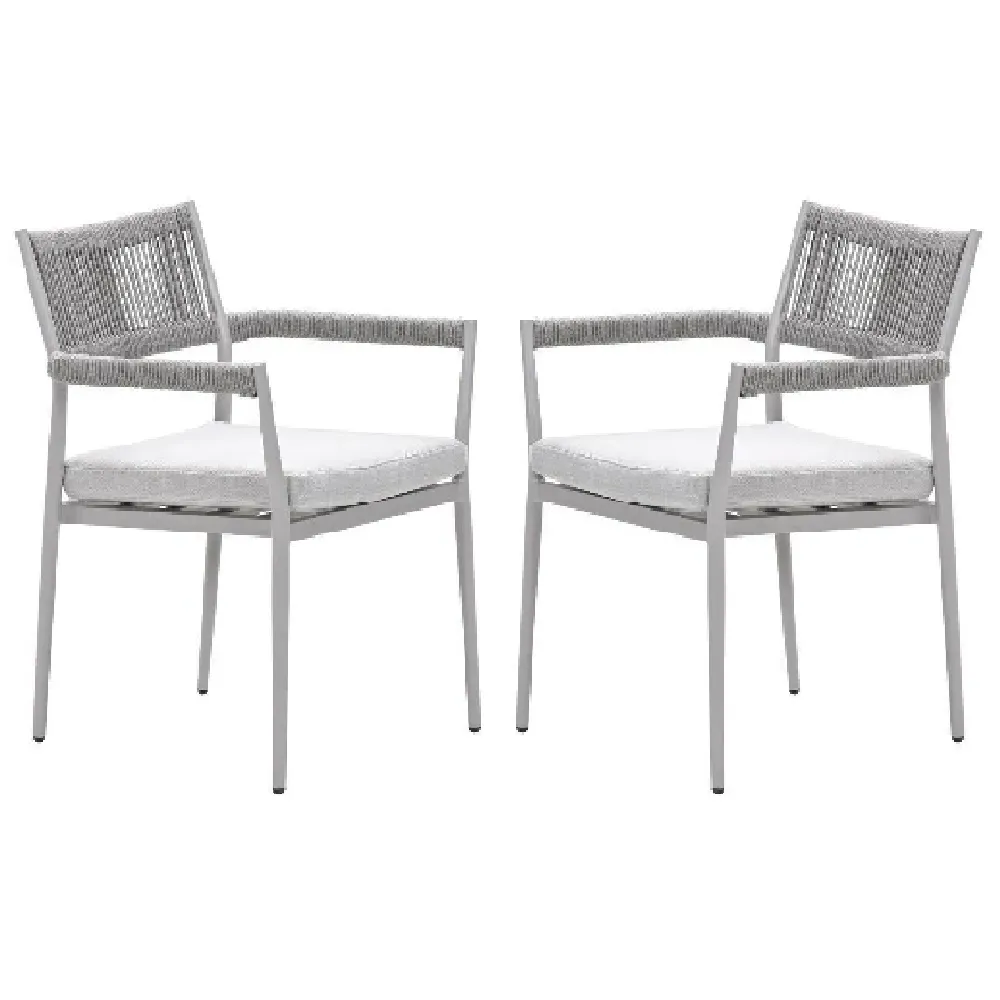 Barrie Dining Chairs with Cushion (Pair) - Taupe, Aluminium product