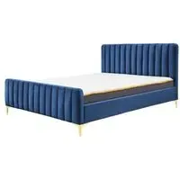 Barrie Double Bed Frame - Midnight Blue, Fabric