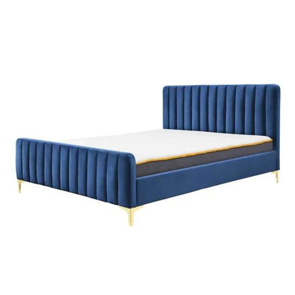 Barrie Double Bed Frame - Midnight Blue, Fabric