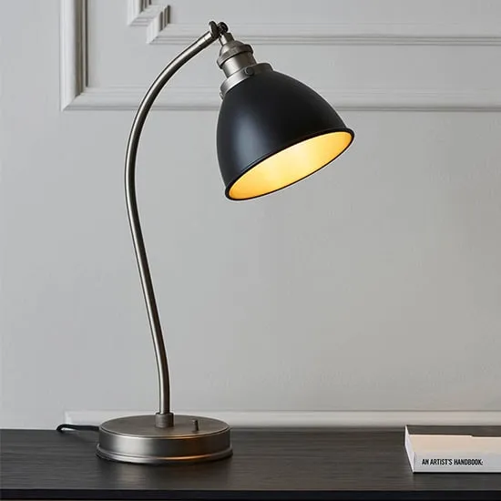 Barrie Rolled Edge Metal Shade Task Table Lamp - Black