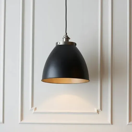 Barrie Rolled Edge Shade Ceiling Pendant Light - Black