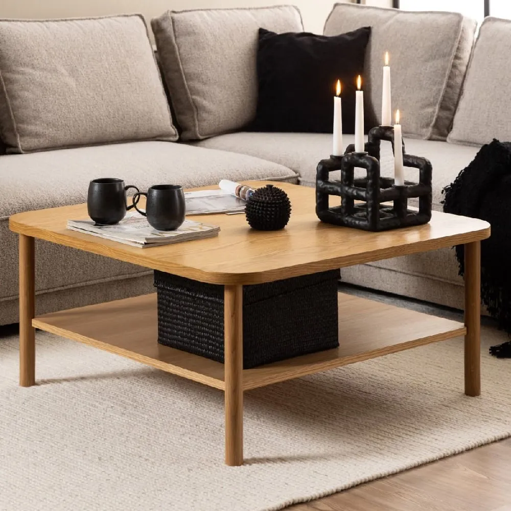 Barrie Square Coffee Table with Undershelf - Oak
