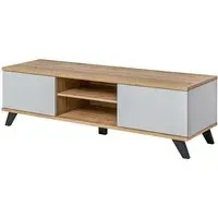 Barrie TV Stand with 2 Flap Doors - Matt Grey