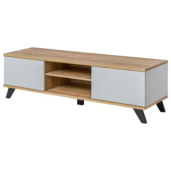 Barrie TV Stand with 2 Flap Doors - Matt Grey