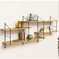 Barrie Wall Hung Bookcase - Wild Oak, Black