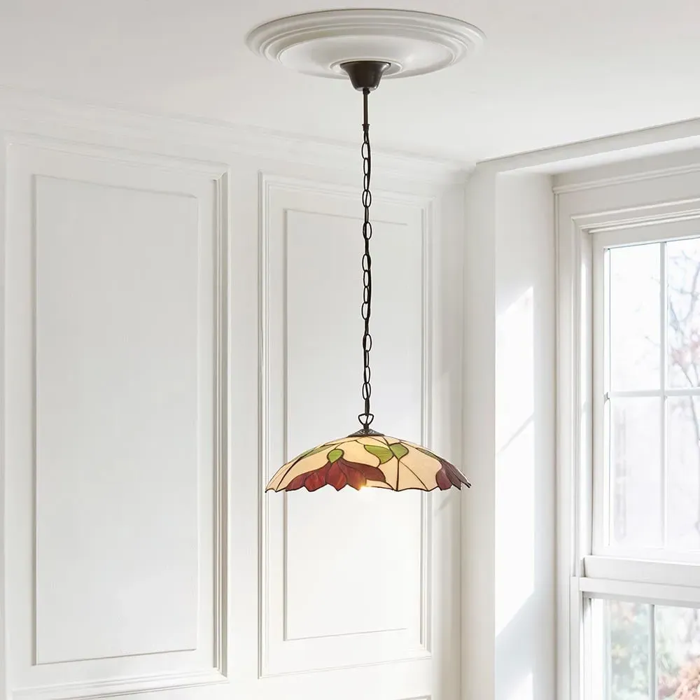 Barrigada Tiffany Glass Pendant Ceiling Light - Satin Black