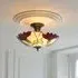Barrigada Tiffany Glass Semi-Flush Ceiling Light - Black