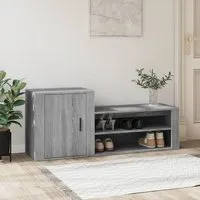 Barrington Hallway Shoe Storage Cabinet - Grey, Engineered Wood alternate view