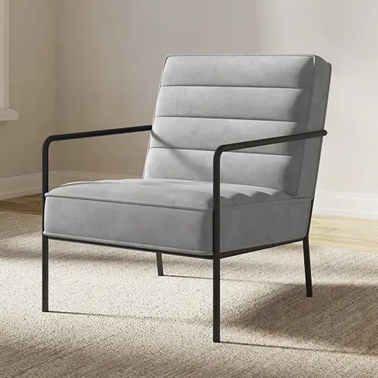 Barth Accent Chair - Grey, Velvet