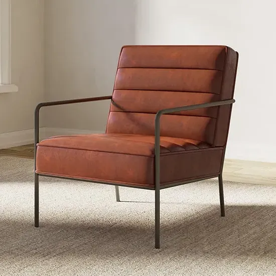 Barth Accent Chair - Rust, Faux Leather image