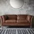 Bartow 2-Seater Sofa with Oak Legs - Brown, Leather