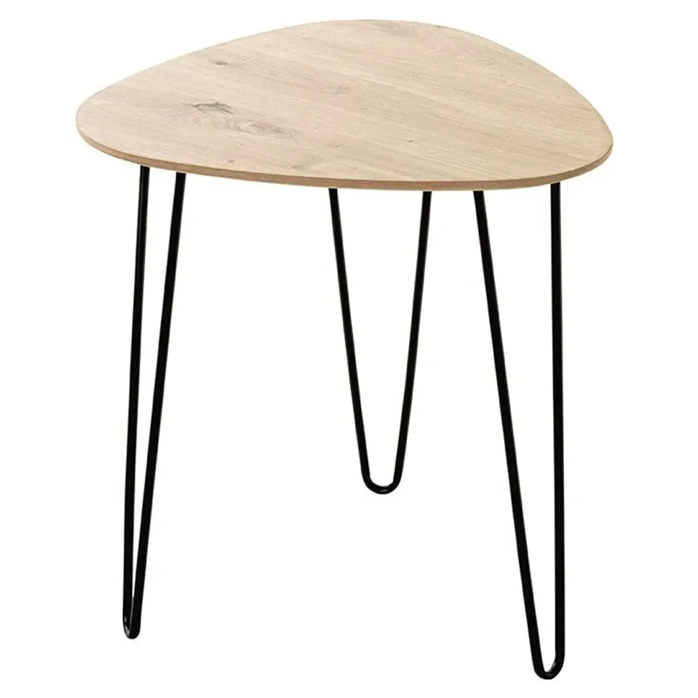 Bartow Small End Table with Black Metal Legs - Oak, Wood product