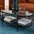 Baryon Oval Coffee Table with Storage - Black, Smoked Glass
