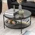Baryon Round Coffee Table with Storage - Black, Smoked Glass