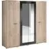 Basalt 4-Door Mirrored Wardrobe - San Remo Oak, Black