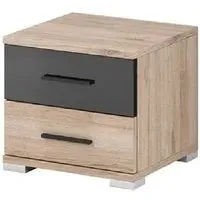 Basalt Bedside Cabinet with 2 Drawers - San Remo Oak