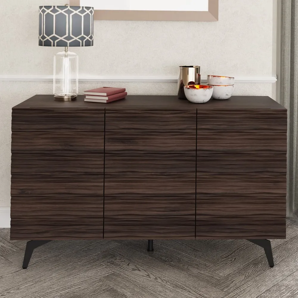 Basalt Storage Cabinet with 3 Doors - Dark Walnut