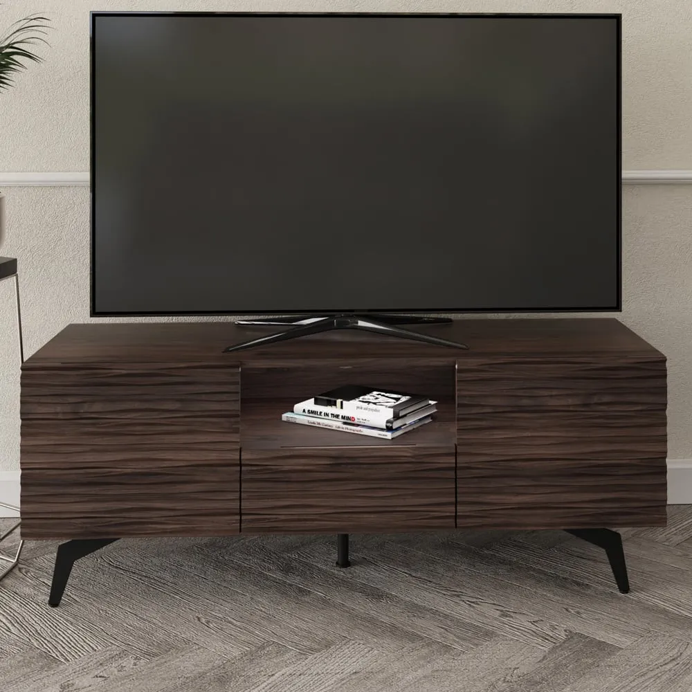 Basalt TV Stand with 2 Doors 1 Drawer - Dark Walnut