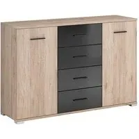 Basalt Wooden Sideboard with 2 Doors 4 Drawers - San Remo Oak