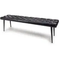 Basel Buffalo Leather Dining Bench - Black