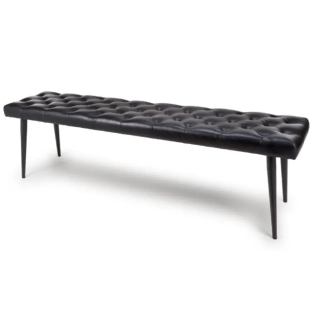 Basel Buffalo Leather Dining Bench - Black image