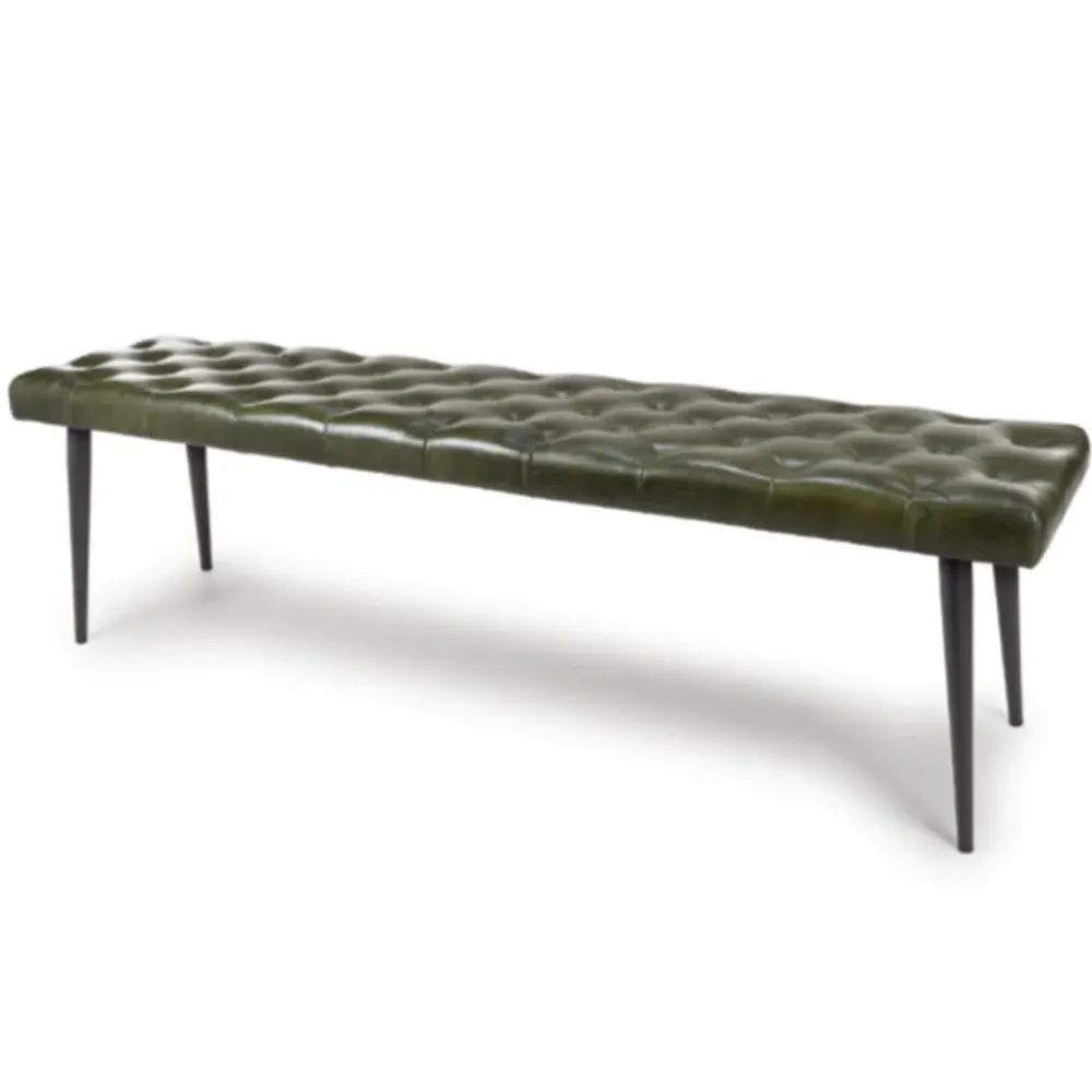 Basel Buffalo Leather Dining Bench - Green