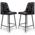 Basel Counter Bar Chairs In Pair - Black, Buffalo Leather