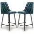 Basel Counter Bar Chairs In Pair - Blue, Buffalo Leather