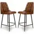 Basel Counter Bar Chairs In Pair - Tan, Buffalo Leather