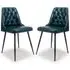 Basel Dining Chairs In Pair - Blue, Buffalo Leather