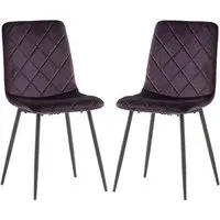 Basia Dining Chairs In Pair - Aubergine, Velvet