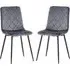 Basia Dining Chairs In Pair - Grey, Velvet