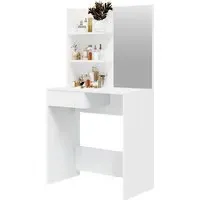 Basile Dressing Table with Mirror - White, Engineered Wood