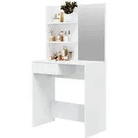 Basile Dressing Table with Mirror - White, Engineered Wood