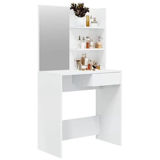 Basile Dressing Table with Mirror - White, Engineered Wood