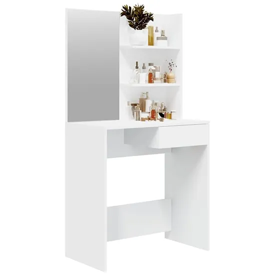 Basile Dressing Table with Mirror - White, Engineered Wood