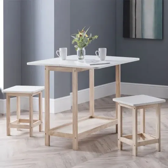 Basira Bar Set with 2 Stools - White Lacquer image