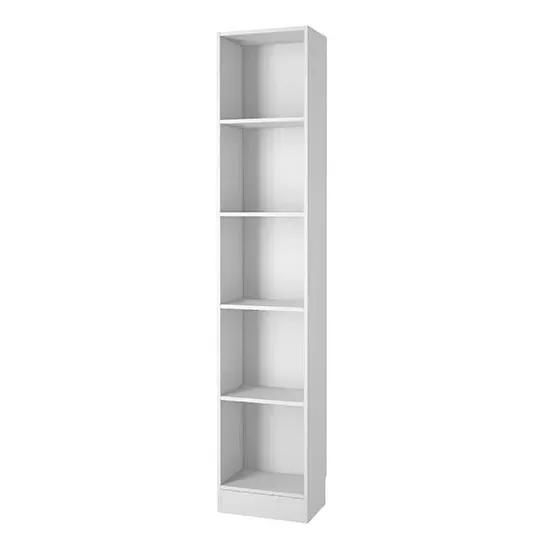 Baskon Narrow Bookcase with 5 Shelves - White