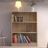 Baskon Wide Bookcase with 3 Shelves - Oak
