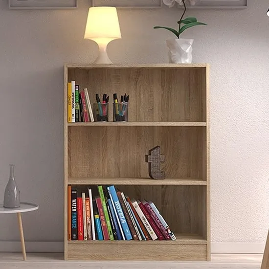 Baskon Wide Bookcase with 3 Shelves - Oak image