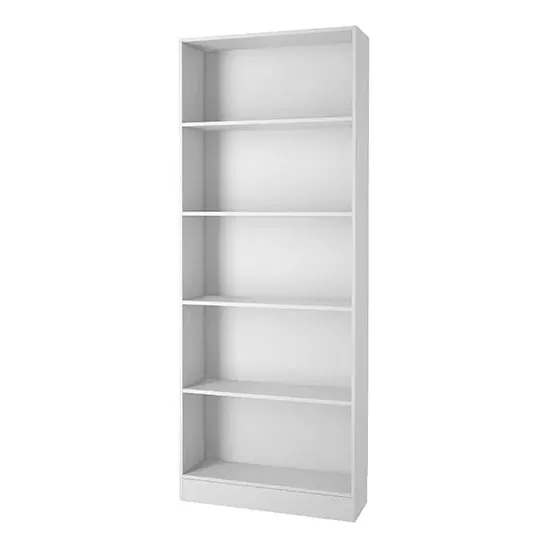 Baskon Wide Bookcase with 5 Shelves - White