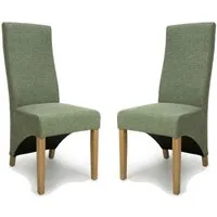 Basrah Pair of Dining Chairs - Green, Fabric alternate view